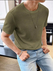 Waffle Knitted T-Shirt - Off White