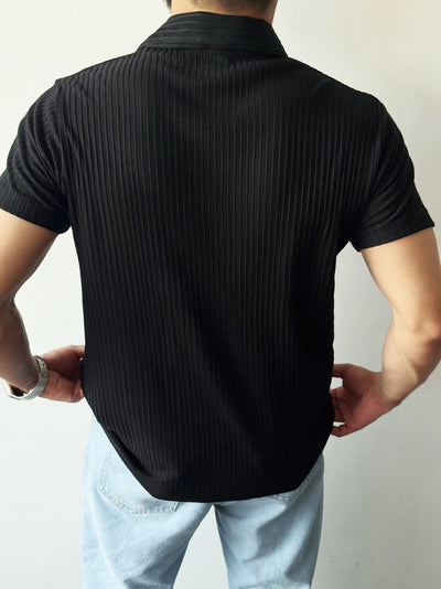 Black Striped - Cotton Old Money Shirt